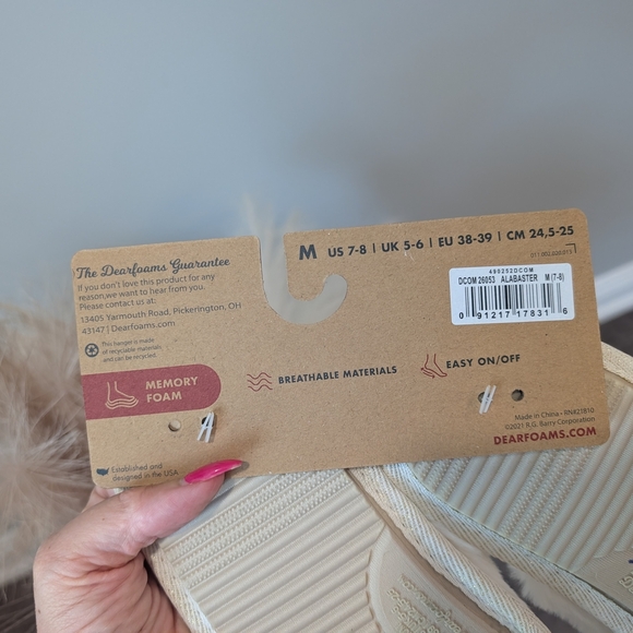 Dearfoams Cream Plush Slippers with Open Back - Picture 3 of 4